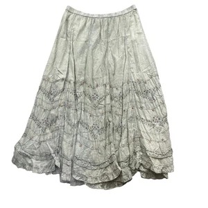 Soft Surroundings Large Pull On Skirt Elastic Waist Embellished 100% Cotton - Picture 1 of 4