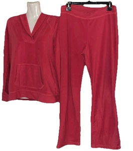 LL Bean Lounge Set Damen S Deep Rose Fleece Langarm Hose Athleisure bequem - Bild 1 von 5