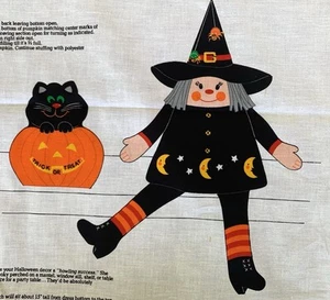 Halloween Witch and Pumpkin Cut & Sew Fabric Panel 14” VIP Cranston Stuffed Toy - Imagen 1 de 2