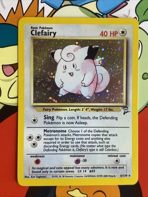 2001 Base Set Clefairy Holo #6/130 Rare WOTC Pokémon Card TCG LP/NM Swirl - Image 1 of 4