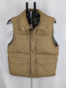 Vintage 80s Field And Stream Puffer Vest Medium Down Brown Plaid Reversible - Picture 1 of 18