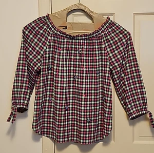 Rafaella Weekend Damen Schulterfreies Top Gr. XL kariert verziert Preppy. - Bild 1 von 13