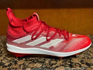 New! Mens ADIDAS ADIZERO AFTERBURNER NWV METAL BASEBALL CLEATS HP2176 RED/WHITE - Picture 1 of 5