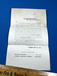 1867 Solicitation Letter WATERVLIET MILLS, W. Troy NY  SHAWLS, Gentlemen's Mauds - Picture 1 of 7