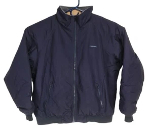 LANDS' END Navy Blue Puffer Flee Windbreaker Jacket Men Size XL Long Sleeve - Picture 1 of 6