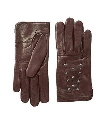 Guantes Coach L4417 Estrella Tachonados Cuero Borgoña Para Mujer Talla 6.5 Foto 1 de 2
