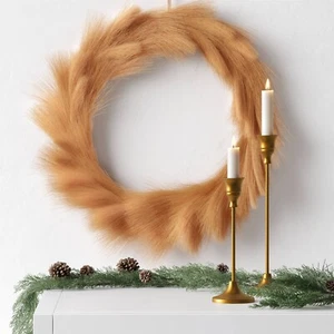 18" Pampas Grass Artificial Christmas Wreath Brown - Wondershop - Picture 1 of 3