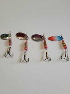 4pc Spinnerbait Lures. Fishing Spinner Lure. Custom Multi COLORS  Small .1 Oz 