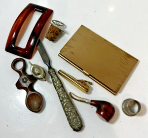Vintage Lot Silver Gold tone Cigarette Case Letter Opener Tie Clip Compass cd132 - Picture 1 of 5