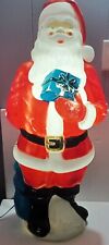 Vintage 33" Blow Mold Santa Claus 1971 Empire Plastic Lighted w/ Blue Present