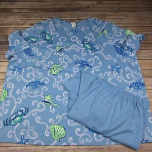 Vintage Copa Cabana Top Capris Set 4X Blue Ocean Life Print Resort Wear - Picture 1 of 9