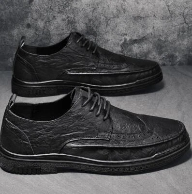 Mens Casaul Round Top Lace Up Loafers Brogue Soft Oxfords Daily Businees Pumps - Image 1 of 4