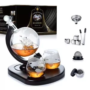 Set Decanter Whisky,Decanter Globo,Regali Whisky per Uomo Marito Lui Boyfrie... - Foto 1 di 6