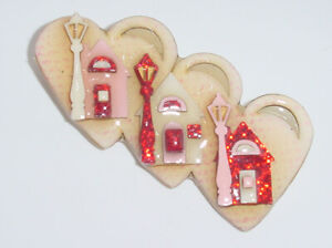 House Pins by Lucinda Love Valentine Pin ~ Pink, Red, Glitter, Lamp Post, Heart