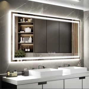 47.2x23.6in Large LED Bathroom Vanity Mirror Front Back Light Anti-Fog Dimmable - Picture 1 of 12
