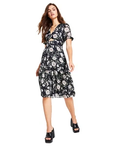 Vestido para mujer Bar III negro estampado floral recortado - L - negro - Imagen 1 de 4