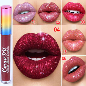 CmaaDU 6 Colors Glitter Liquid Lipstick Matte Waterproof Long Lasting Lip Gloss