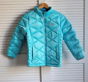 The North Face 550  Down Jacket Puffer  Aqua Blue- Size L/ 14/16 - Picture 1 of 5