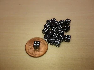 Twenty Black with White D6 5MM OPAQUE Color Gaming Dice Rounded Corners Games - Picture 1 of 4