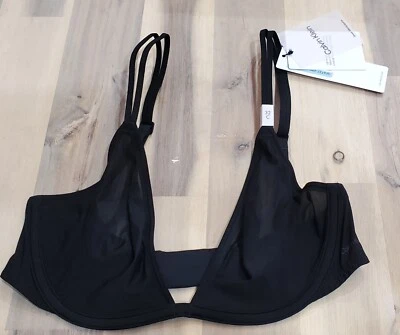Calvin Klein Women's Sheer Marquisette Unlined Plunge Bra in Black Size 32C - Image 1 of 4
