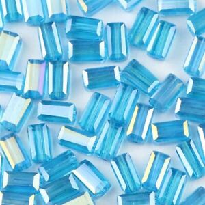 50pcs Austrian Glass Crystal Beads Rectangle Space Loose Bead Jewelry Making