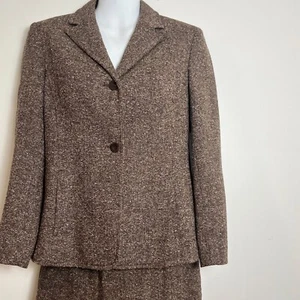 Casual Corner Annex Petite Suit Set Multi Brown Tweed Skirt 0P & Blazer 4P - Picture 1 of 14
