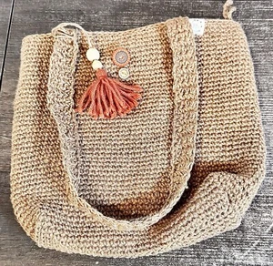 Market Jute Tote Bag Med To Large Ethnic Boho African L & L handmaid - Picture 1 of 11