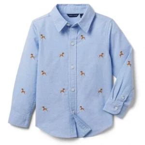 Janie and Jack Boxer Dog Blue Button Down Collared Shirt - 5 - $45 - Picture 1 of 7