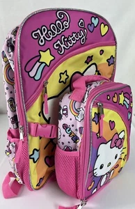 Hello Kitty Backpack by Sanrio & Insulated Lunch Pack Padded Back & Straps F27 - Picture 1 of 9
