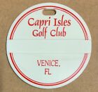 Capris Isles Golf Club Bag Tag vintage Venice FL Florida red on white keychain
