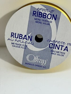 Offray 100% Polyester Satin Yellow Ribbon 10 Yards, Width 1/4”. - Image 1 of 3