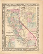 1860 California San Francisco Great Salt Lake Mitchell map 15.2" x 12.4" Antique
