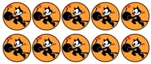 10 x 50 mm runde Vinyl-Aufkleber Felix Militär Retro Laptop Katze Marine cooler Krieg - Bild 1 von 1