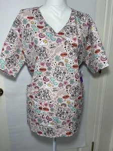 NEW Nickelodoen Paw Patrol Women’s Pink Best Friends Scrub Top Sz XL NWT - Picture 1 of 9