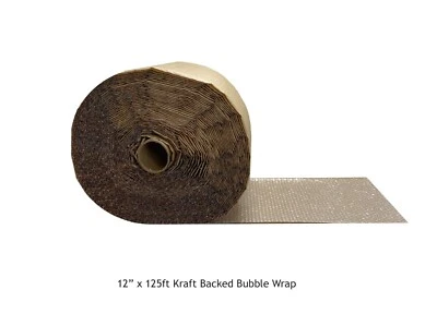 Kraft Backed Bubble Cushioning Wrap 12" x 125ft Long Roll Free US Shipping - Image 1 of 2