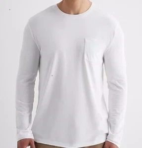 Express perfect pima White long sleeve pocket t-shirt - Picture 1 of 1