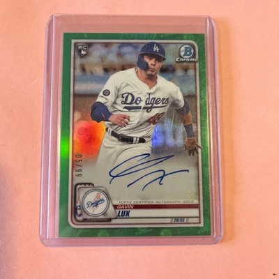 2020 Bowman Chrome Gavin Lux Green Refractor Rookie Auto /99 #CRA-GL RC - Image 1 of 2