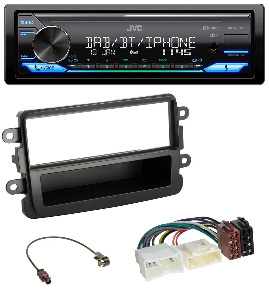 JVC Bluetooth DAB USB MP3 Autoradio für Dacia Lodgy Duster Dokker Sandero schwar - Bild 1 von 4