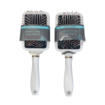 2 Glossy White Paddle Hair Brushes - Image 1 of 2