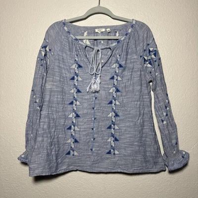 Dylan Anthropologie Gauze Peasant Embroidered Aztec Tunic Top India Size Small - Image 1 of 4