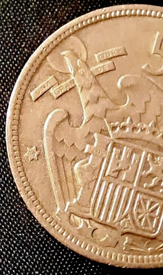 1957 (58 in star) 50 PTAS Spanish Coin with Edge Lettering...BEAUTIFUL, RARE! - Image 1 of 3