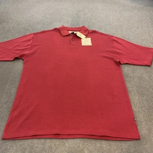 Tommy Bahama Polo Shirt Mens Size Large Red Carnelian Silk Cotton Textured NWT - Picture 1 of 9