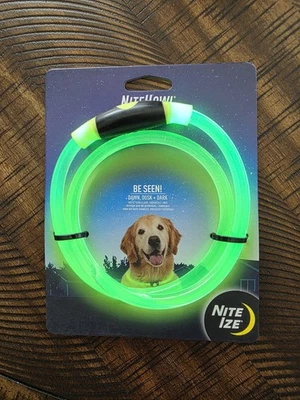 Nite Ize NiteHowl LED Safety Necklace - Green NHO-28-R3 Pet Dog New - Image 1 of 3
