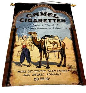 Tapiz de cigarrillos camello vintage coleccionable colgante de pared 35"x25" - Imagen 1 de 5