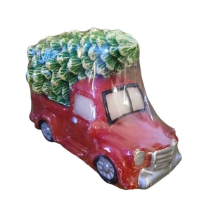 Vintage Weihnachtsbaum rot Pickup Truck Tischplatte Wohndüfte Kerze Dekor Neu in Verpackung LESEN - Bild 1 von 5
