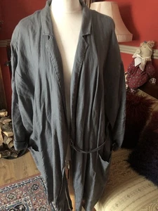 OPEN END 100% LINEN JACKET/COAT POCKETS Pit2pit 30in Plus Size Casual Easy Wear - Picture 1 of 10