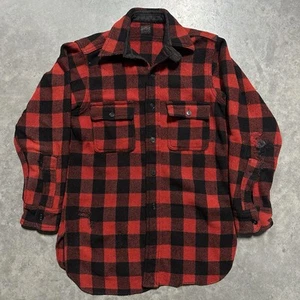 VTG 20s/30s Five Brother Wool Chin Strap Flannel Shirt Jacket Sz 38 Union Made - Picture 1 of 9