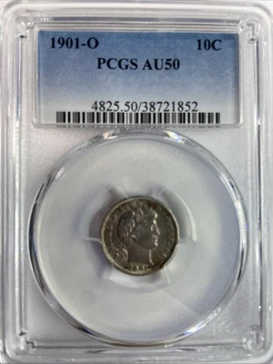 1901-O Barber Dime - 10c PCGS AU50 - Excellent Coin! - Image 1 of 4