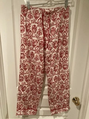 非常好! TALBOTS 100% 棉府绸红色田园薄纱睡衣裤 - XS — 第 1/3 张图片