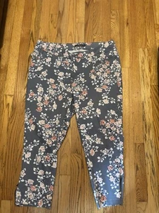 Lee Shapetastic Jeans Size 20W Medium Cropped Gray Floral Ankle Zips - Picture 1 of 7